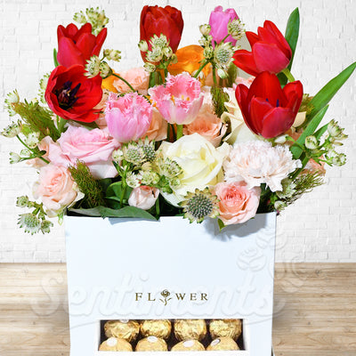 Mixed Flowers Arrangement with Ferrero Chocolate