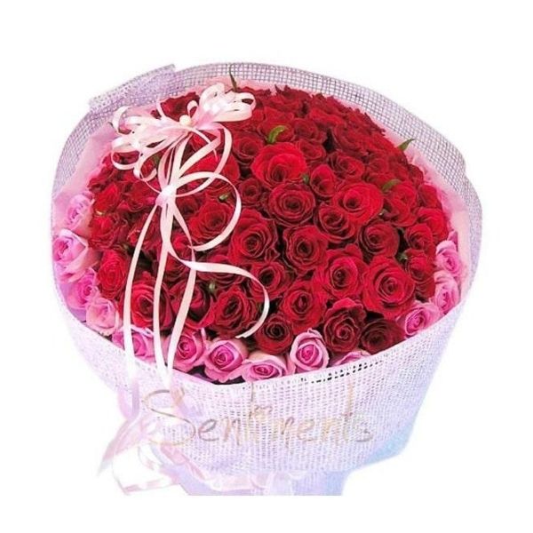 100 LOVE with Red Rose Bouquet