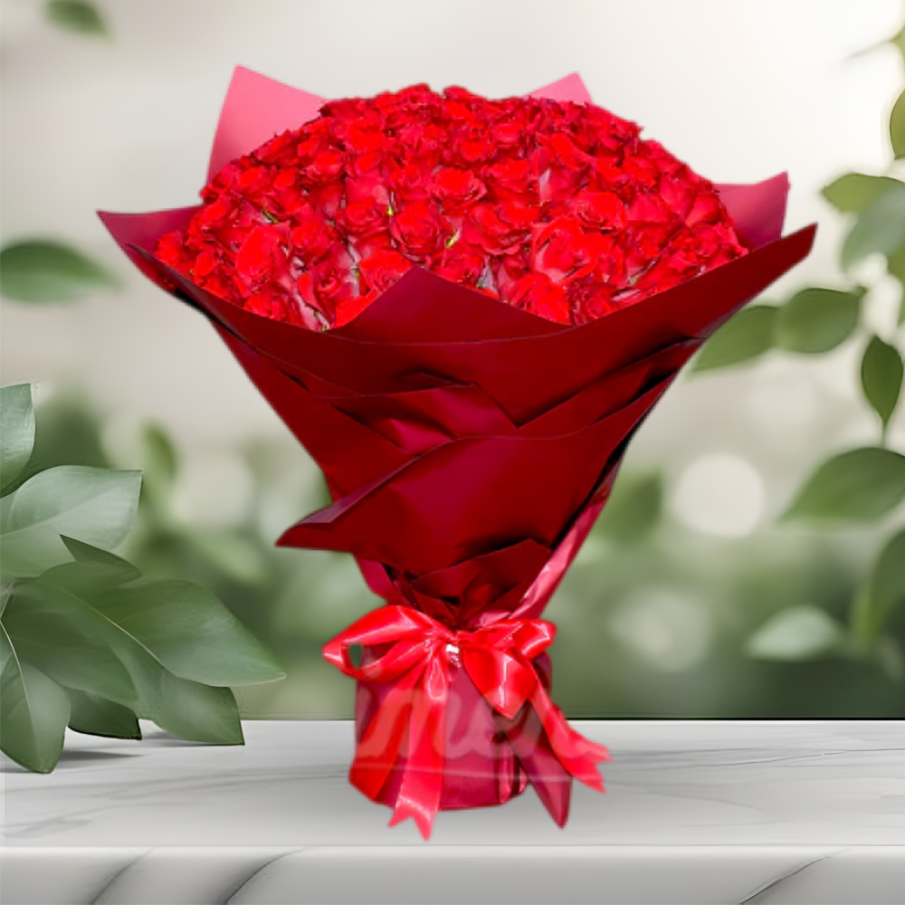 100 Red Roses Hand Bouquet