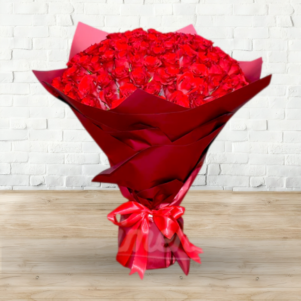 100 Red Roses Hand Bouquet