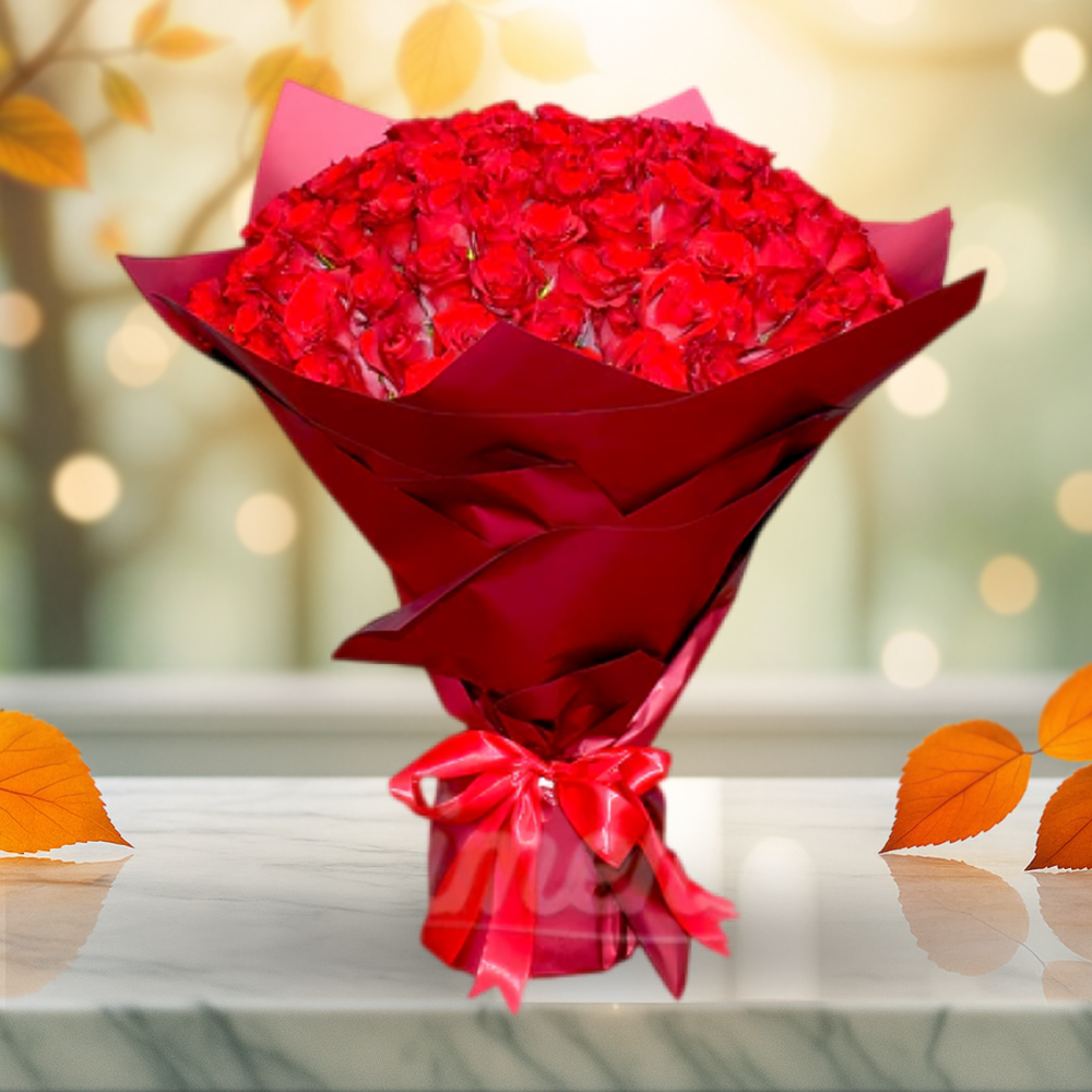 100 Red Roses Hand Bouquet