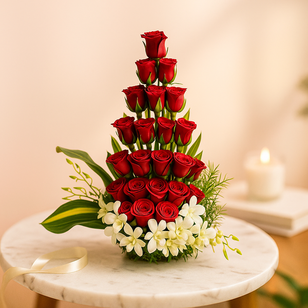 Roses with Orchids Basket