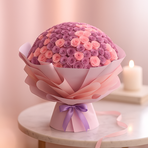 Like a Princess Pink & Purple Roses Fresh Flower Hand Bouquet