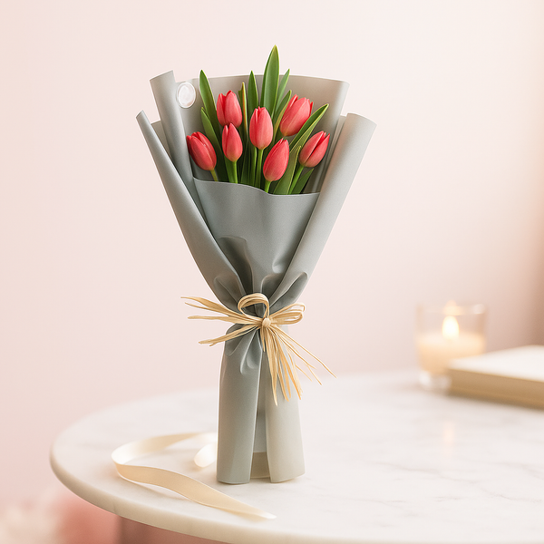Pretty Pink Tulip Hand Bouquet  PRE-ORDER 1DAY in advance