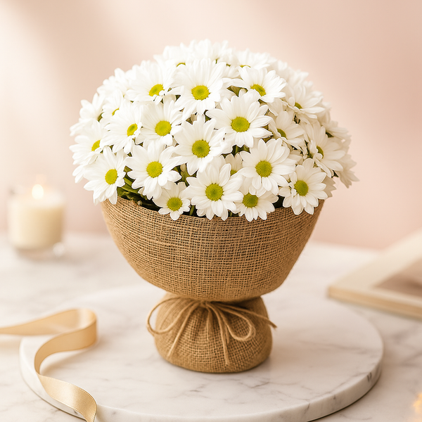 Mini White Chrysanthemum Daisy Fresh Flower  Hand Bouquet