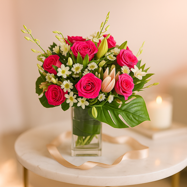 Pink Roses and Lilies Love