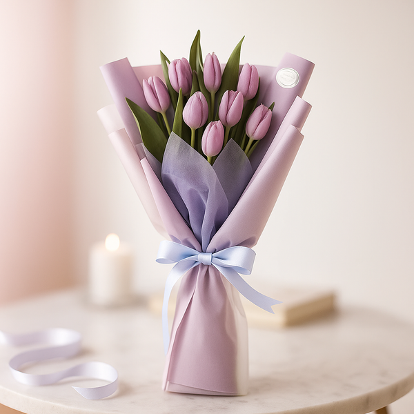 Purple Lilac Tulip Hand Bouquet  PRE-ORDER 1 DAY in advance