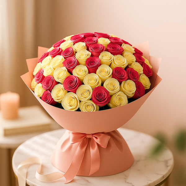 Romantically in LOVE  Pink & White Roses Fresh Flower Hand Bouquet