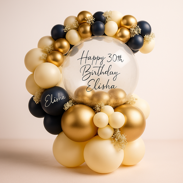 Personalized Balloon Flower Arrangement Gift - Custom Text - PRE-ORDER 1 DAY In Advance