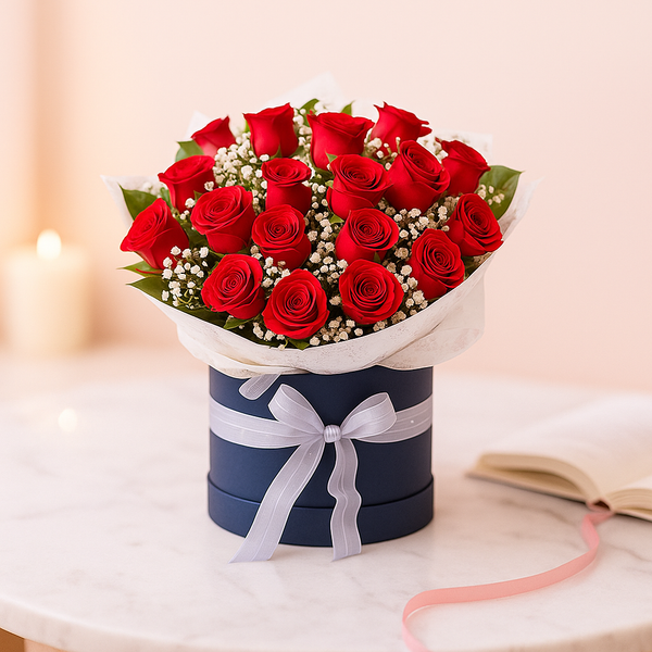 Romantic 18 red roses in Gift Box