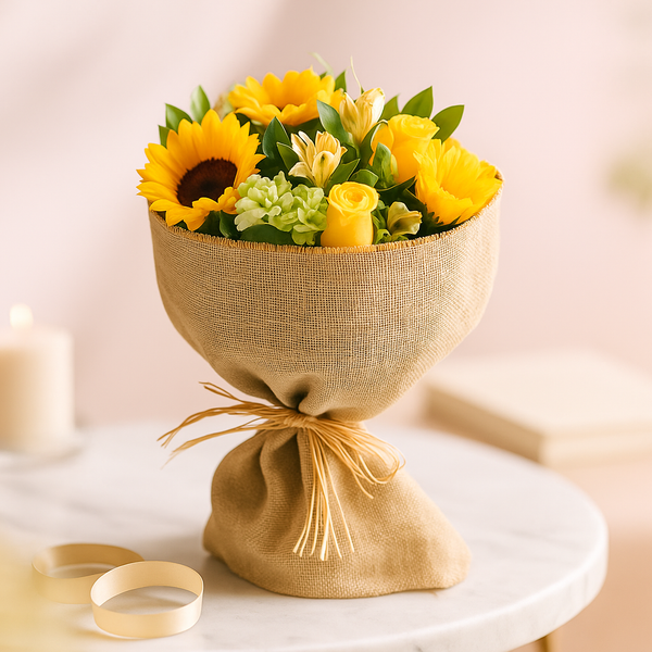 Sunny Sunshine SunFlower Fresh Flower Hand Bouquet