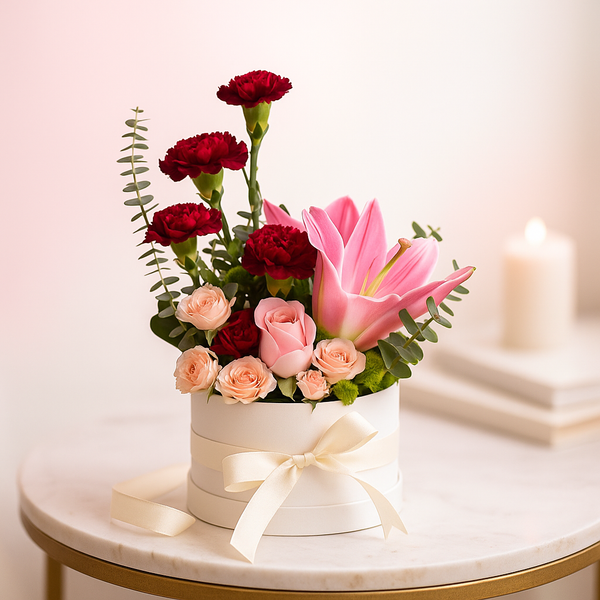 Mixed Roses & Lilly Flowers Arrangement