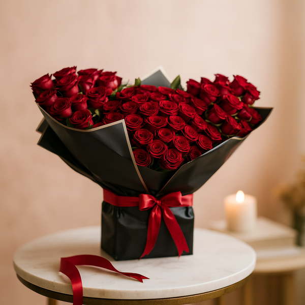 Heart Love Red Roses Fresh Flower Arrangements
