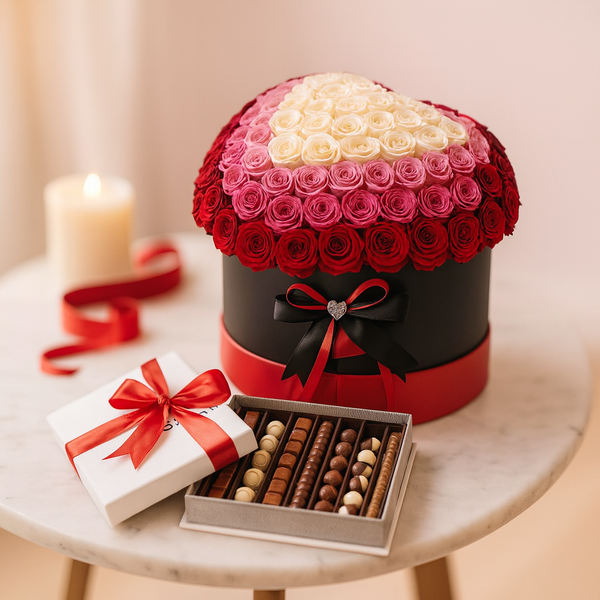 5 Color Roses with Chocolates