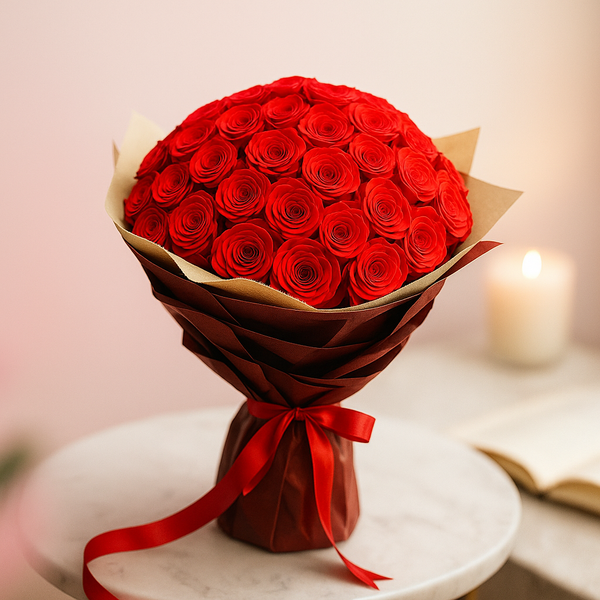 50 Red Roses Hand Bouquet