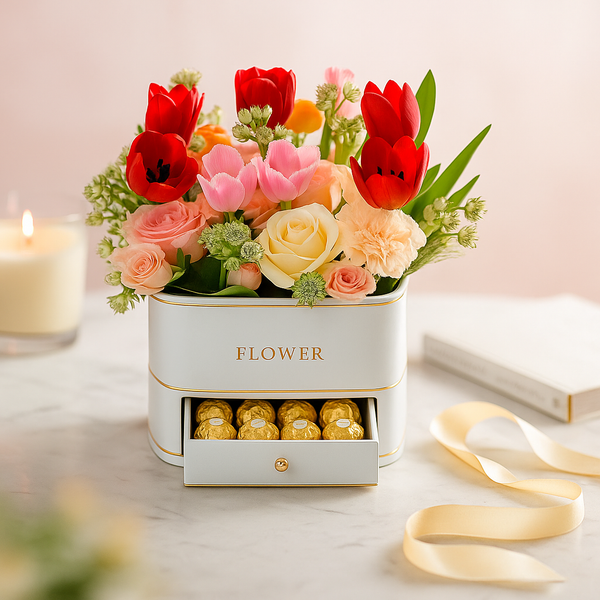 Mixed Flowers Arrangement with Ferrero Chocolate