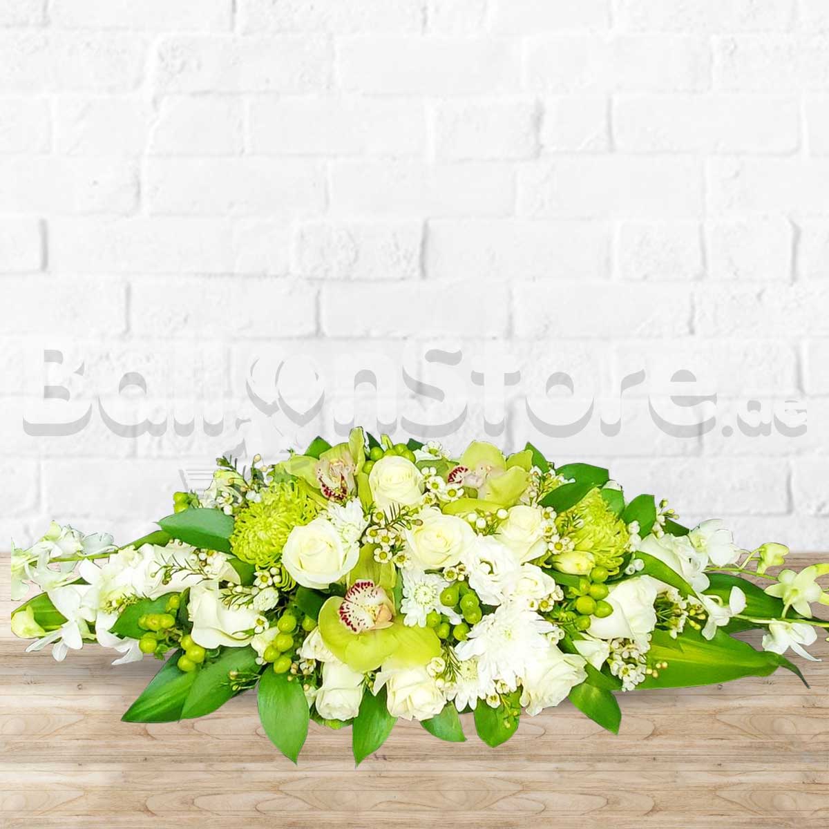 White Conference Room / Long Table Fresh Flower Arrangement