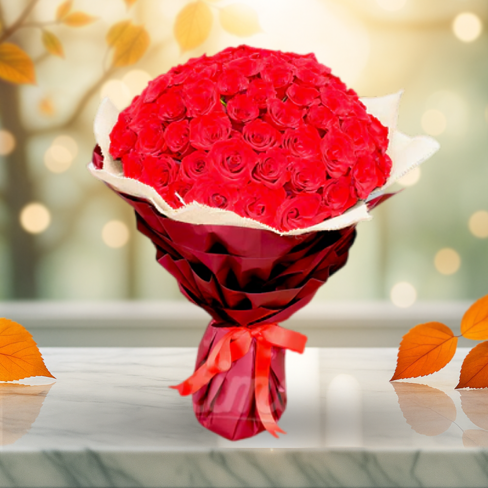 50 Red Roses Hand Bouquet