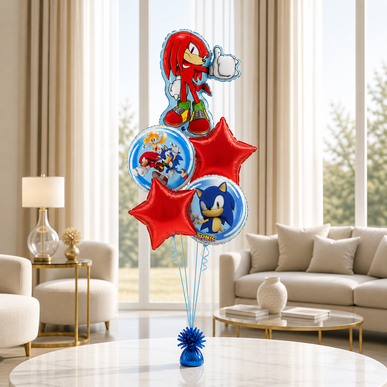 Sonic - Knuckles, Red Star Balloon Helium Inflation Bouquet With Weigh ...