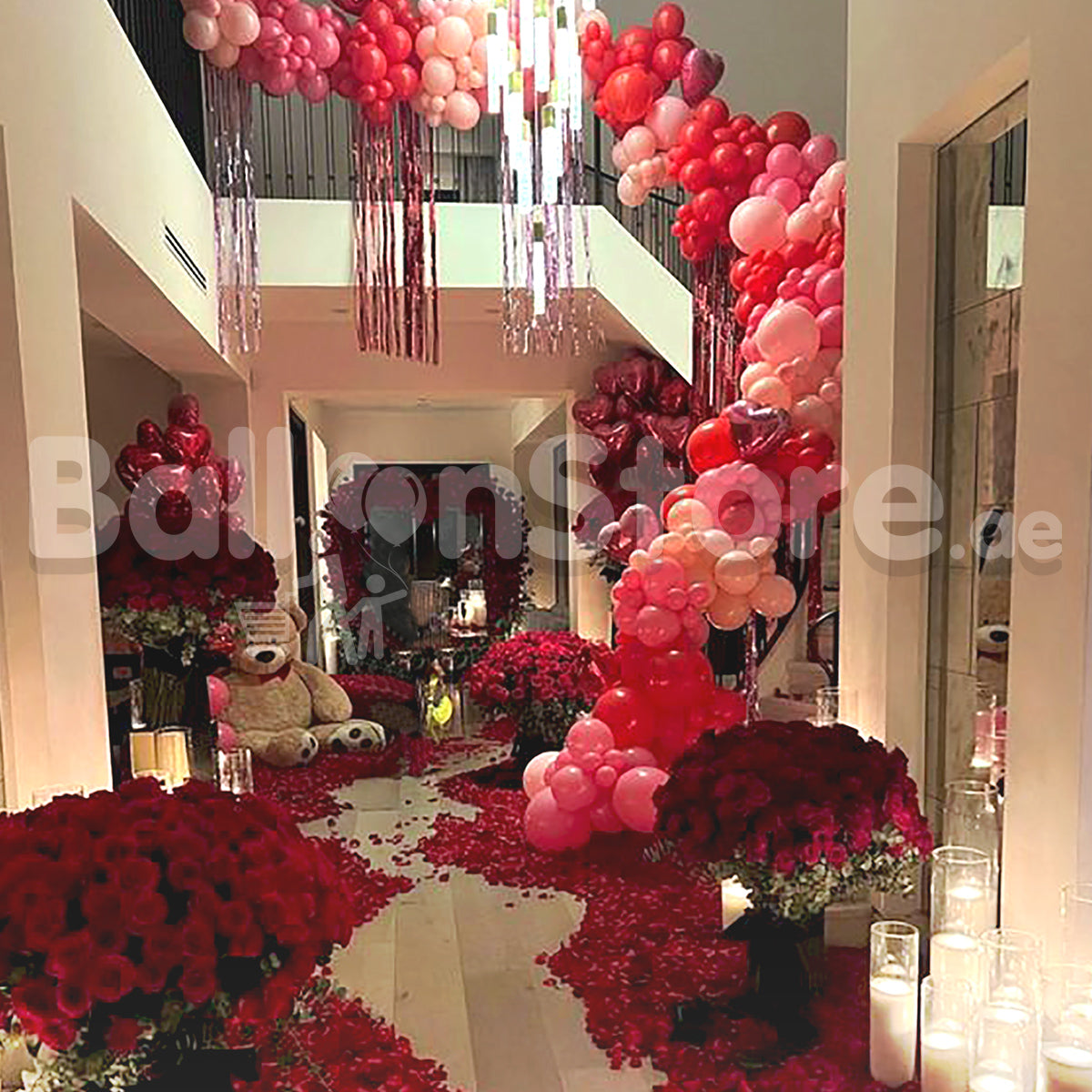 Exclusively Extravagant LOVE Red Balloons and Flowers Decoration