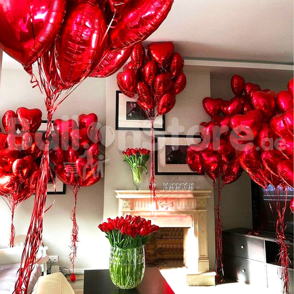 Elegant 7dozen Red Heart Foil and TULIP Flower Arrangement