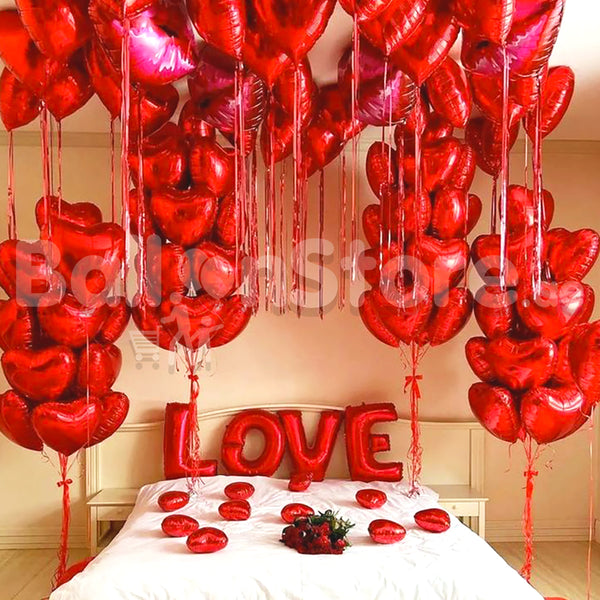 Smoochy Lips Red Heart Foil and Small Fresh Flower Arrangement