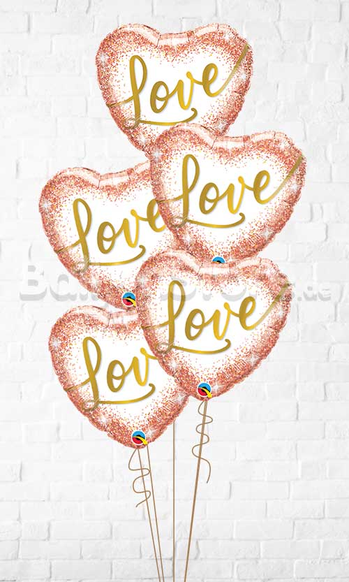 Rose Gold Glitter Ombre Dots Love Balloon Bouquet