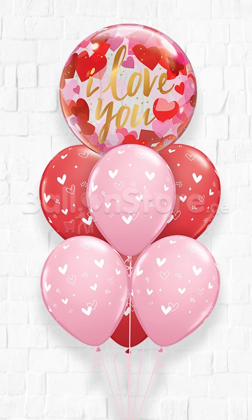 I Love You Paper Heart Bubble Love Balloon Bouquet