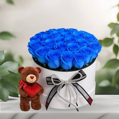 Blue Roses with Teddy