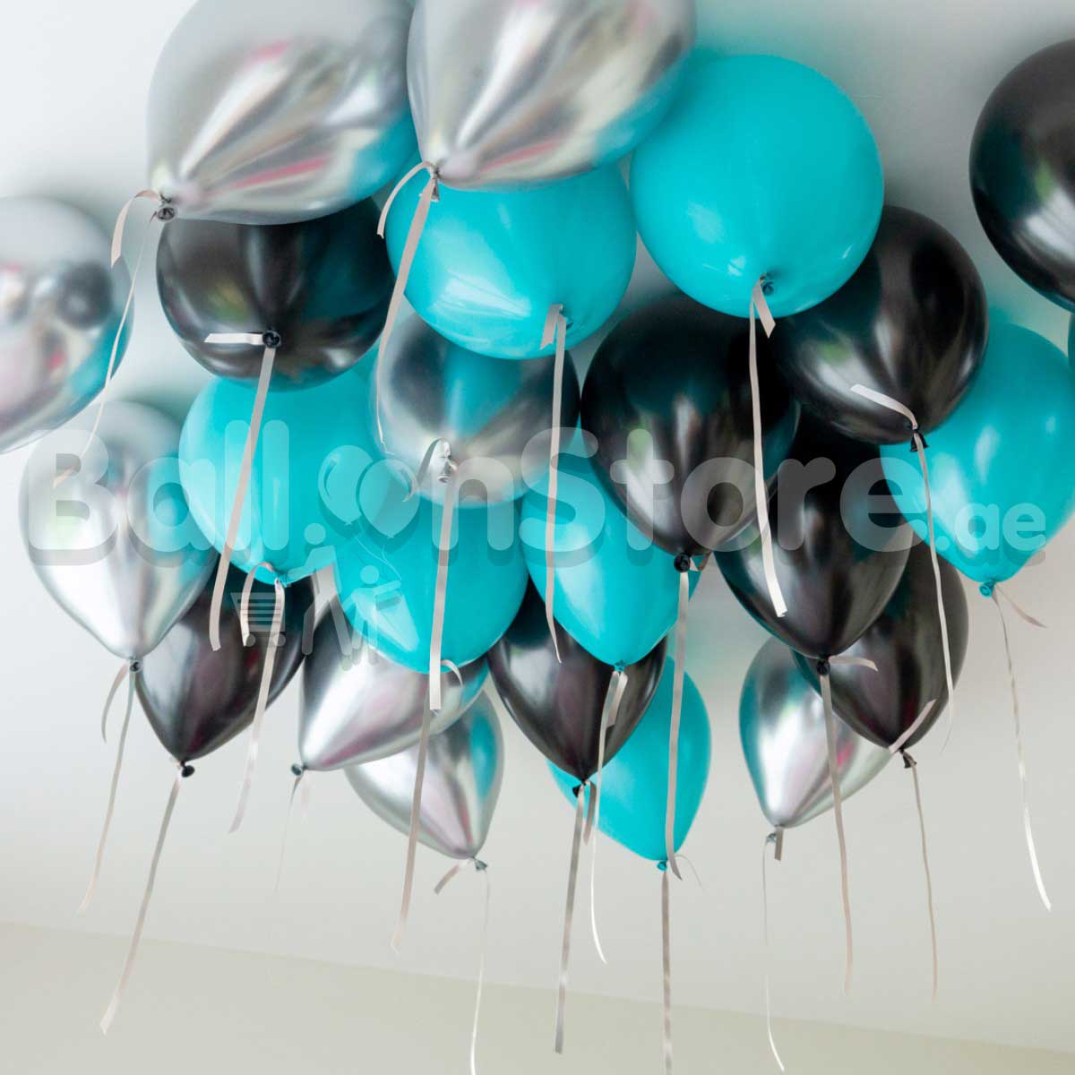 Tropical Teal  (Turquoise) Chrome Helium Ceiling Balloons -   25count