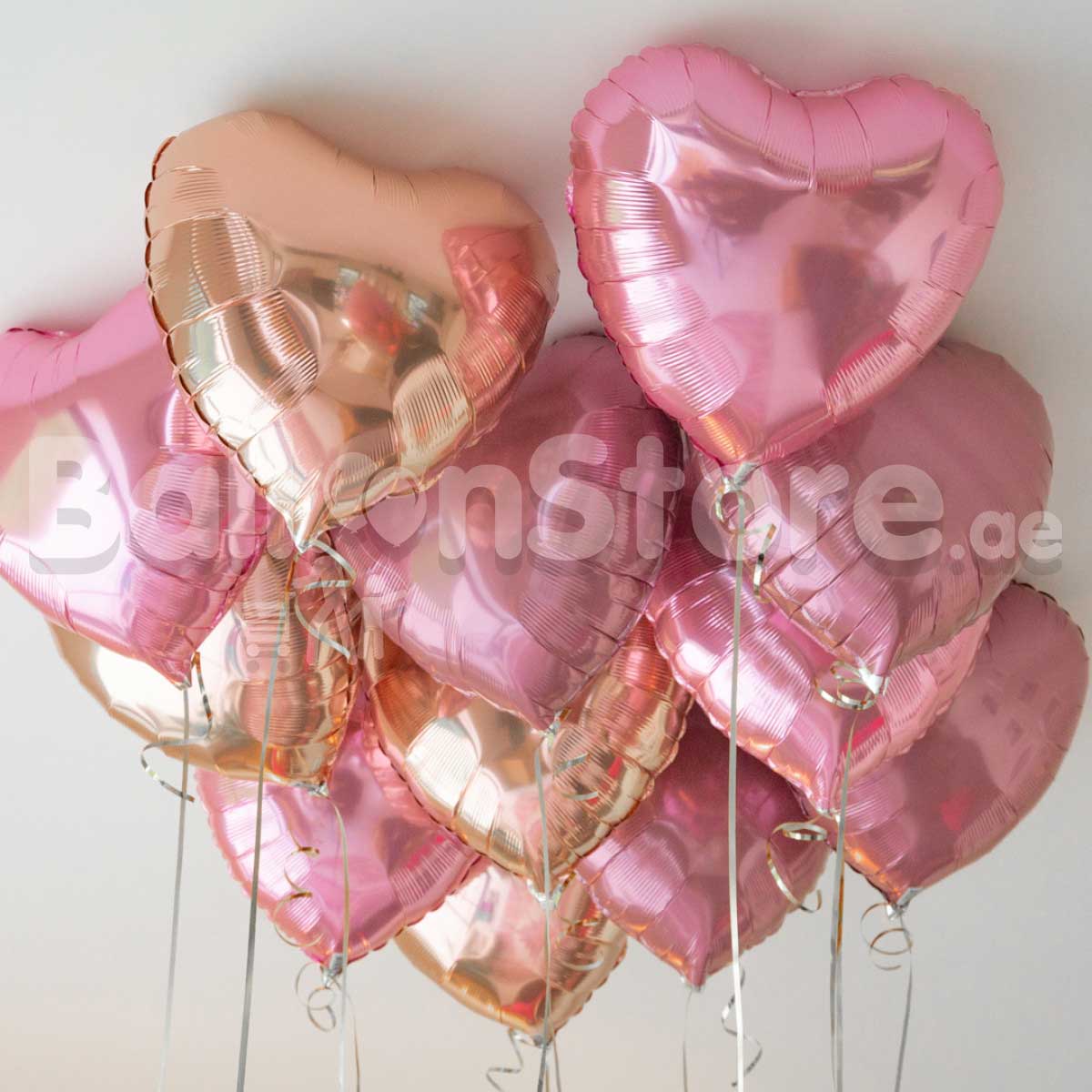 Rose Gold Blush Heart Foil  Helium Balloons - 12count