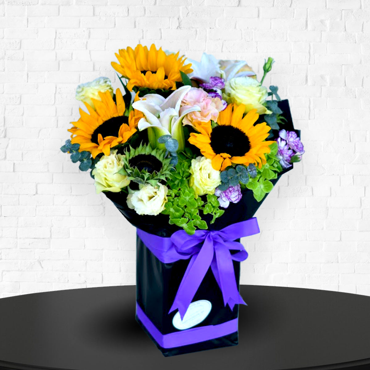 Purple & SunFlower Mixed Fresh Flower Arrangement