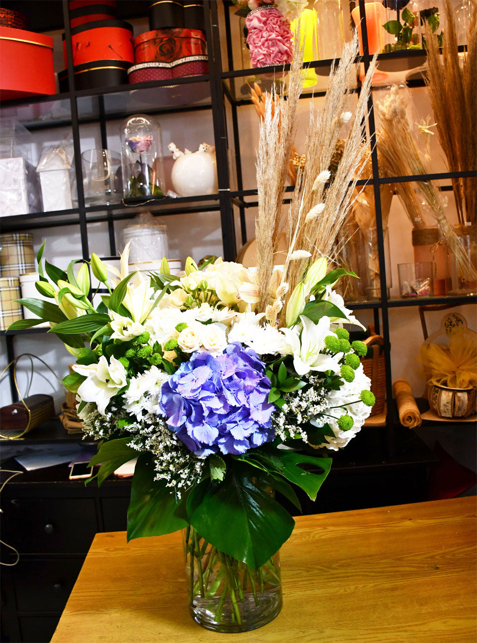 Elegant Mixed Flowers on a Glass Vase