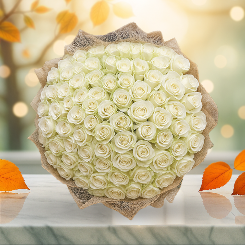 Gracious Purity White Roses Fresh Flower Hand Bouquet