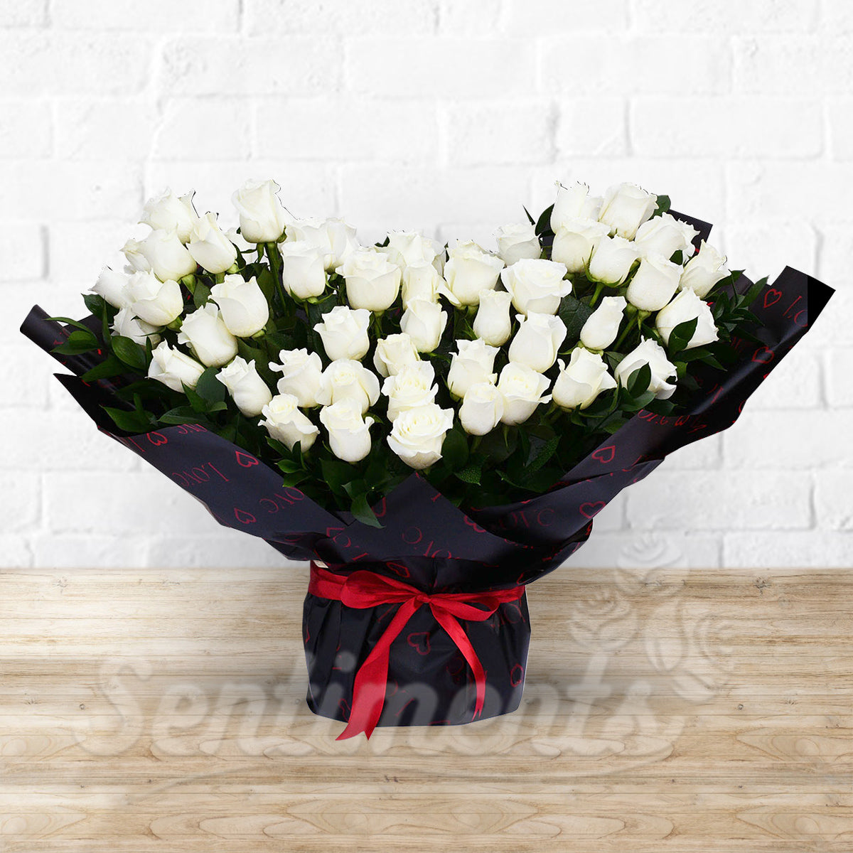 Heartly Pure Heart White Roses Hand Bouquet
