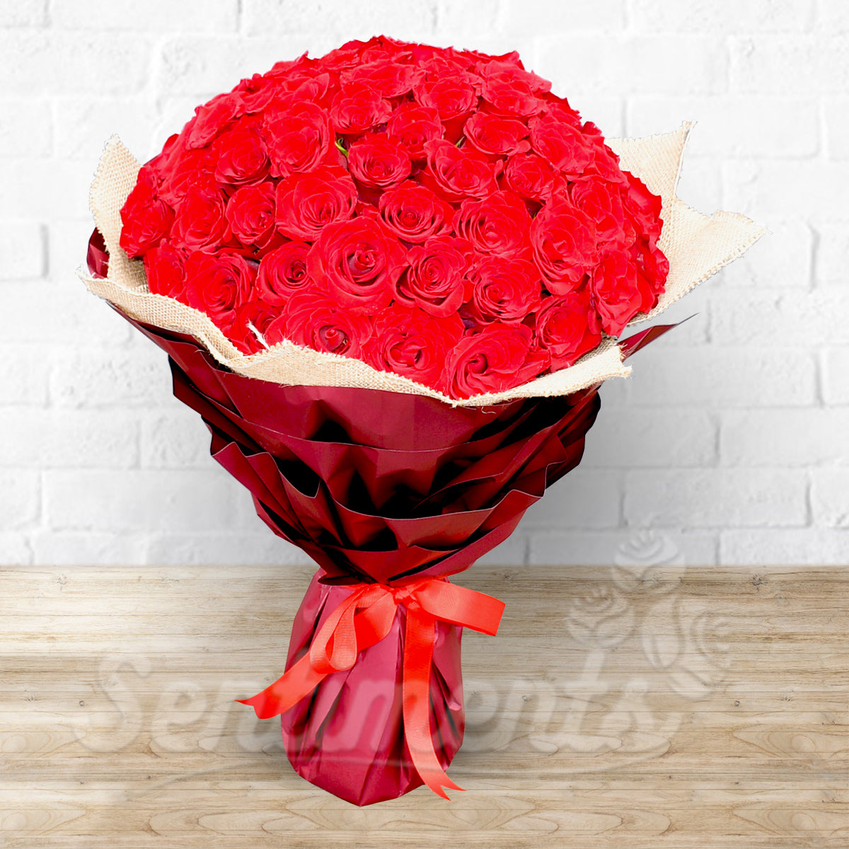 50 Red Roses Hand Bouquet