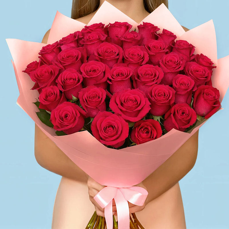 Live and Love Red Roses Fresh Flower Hand Bouquet