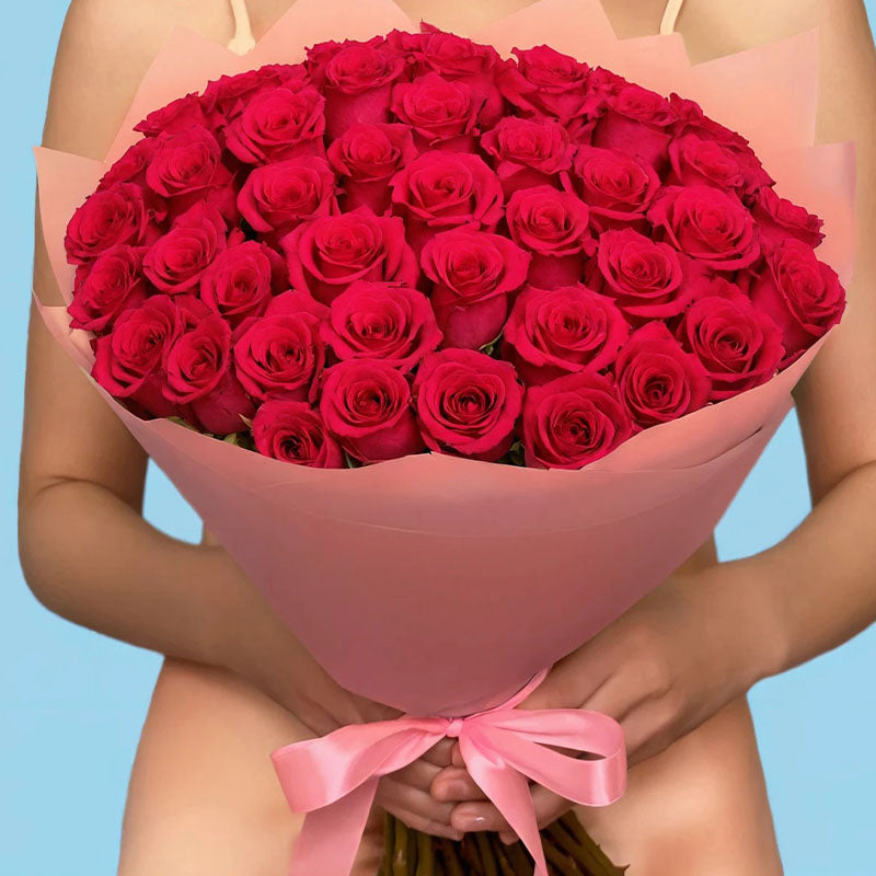 Live and Love Red Roses Fresh Flower Hand Bouquet