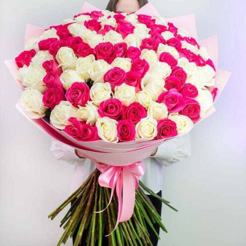 Romantically inLOVE  Pink & White Roses Fresh Flower Hand Bouquet