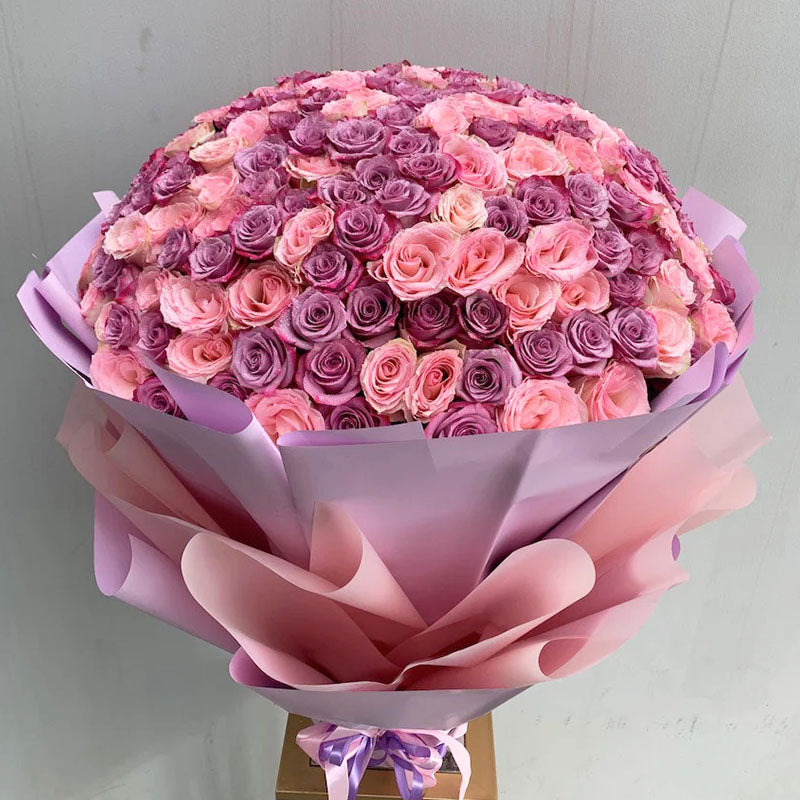 Like a Princess Pink & Purple Roses Fresh Flower Hand Bouquet