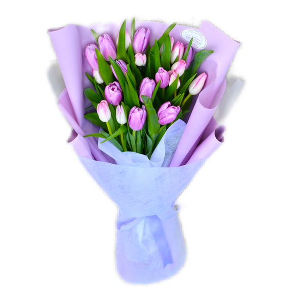 Posh Elegantly  Pink Purple Tulip Hand Bouquet  PRE-ORDER 1DAY in advance - with Logo