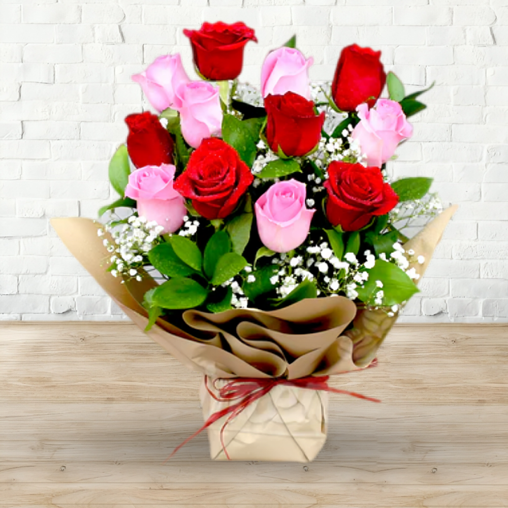 Half Dozen Red Roses Simple Arrangement -6Roses