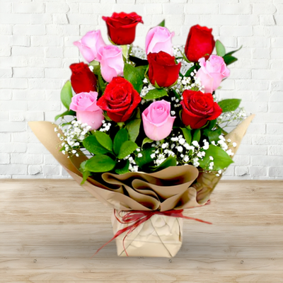 Half Dozen Red Roses Simple Arrangement -6Roses