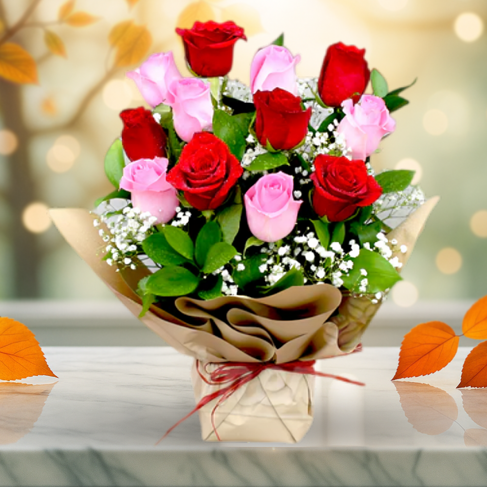 Half Dozen Red Roses Simple Arrangement -6Roses