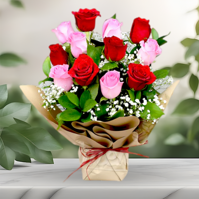 Half Dozen Red Roses Simple Arrangement -6Roses