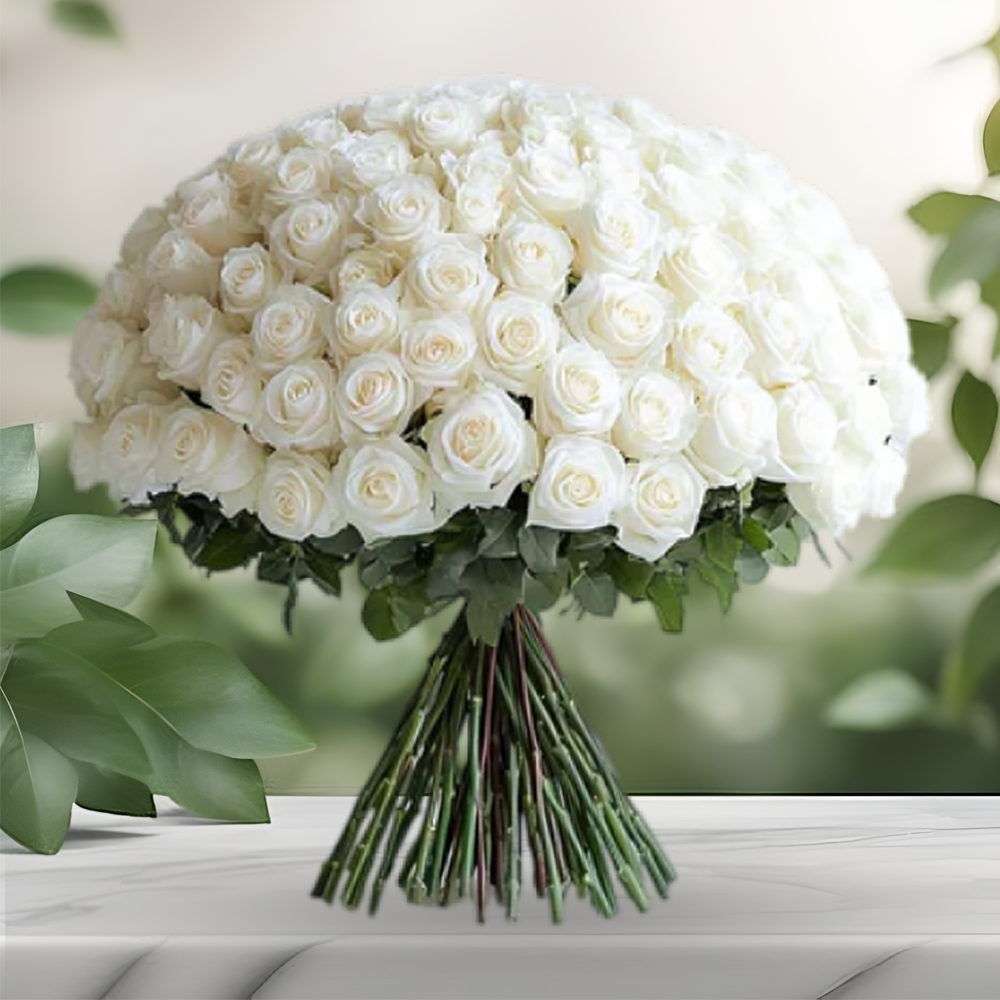 Love as Pure as You White Roses Fresh Flower Hand Bouquet