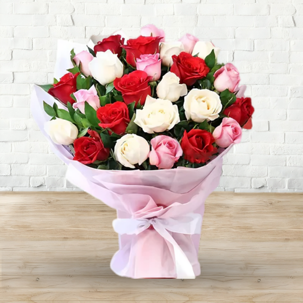 Mixed Love Roses Fresh Flower Hand Bouquet