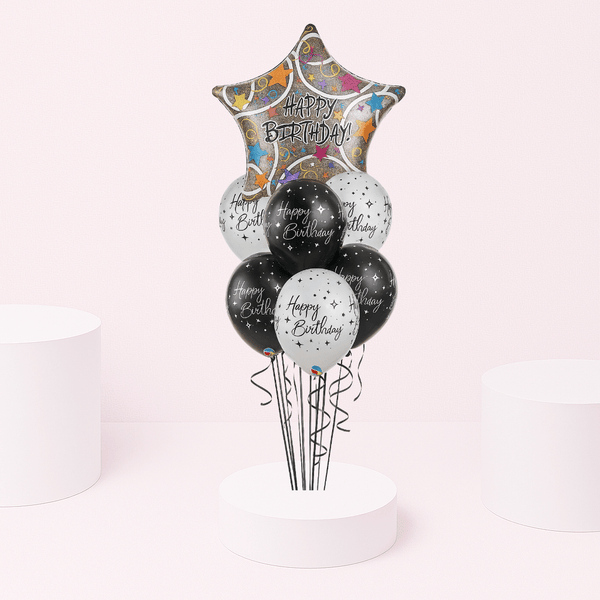 BLACK & SILVER BIRTHDAY ELEGANT STAR BOUQUET