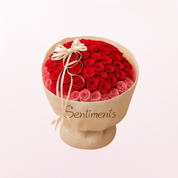 100 LOVE with Red Rose Bouquet