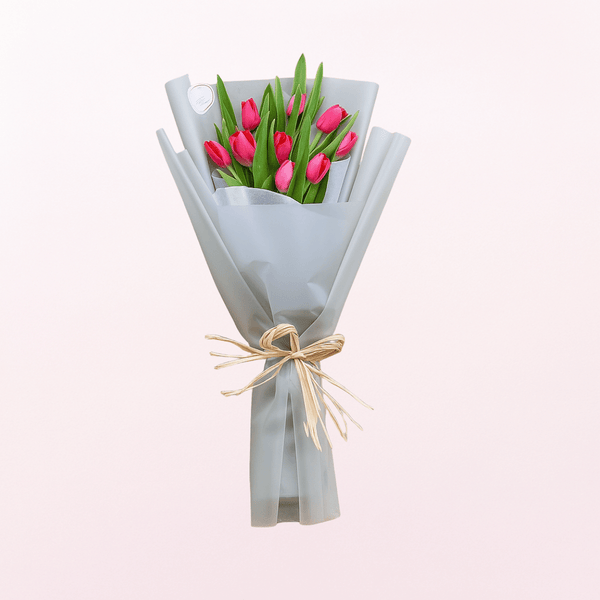 Pretty Pink Tulip Hand Bouquet  PRE-ORDER 1DAY in advance